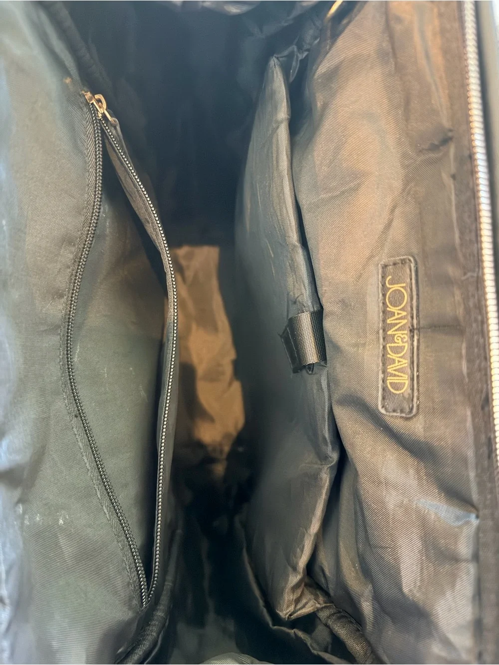 Joan & David Black Quilted Backpack Tote with Gold Zipper